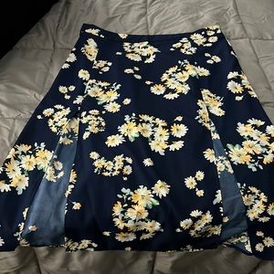 Shein Floral and Navy slit skirt